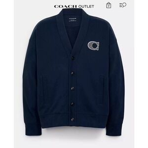 Coach Terry Cardigan, Cotton, Navy, Size S
